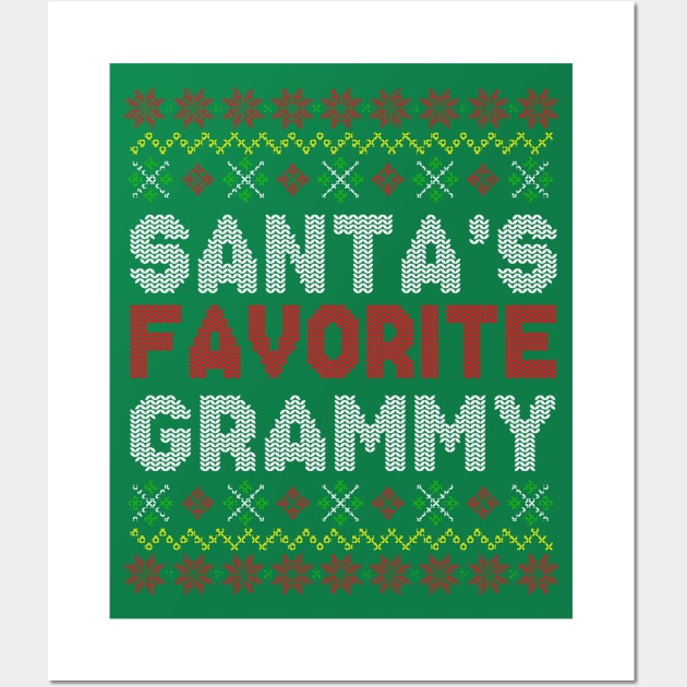 Santa's Favorite Grammy Ugly Christmas Sweater Pattern Wall Art by E